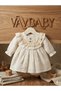 Baby Girl Patterned Lace Collar Long Sleeve Dress - 2