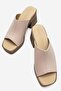 Women's Wide-Faced Heeled Slippers Beige - 7