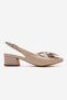 Women's Bow Tie and Stone Heeled Shoes Beige Skin - 2