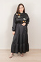 Black Maxi Dress with Multicolour Floral Embroidered Detailing