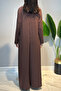 Combed Cotton Ribbed Detailed Dress 13286 Brown - 4