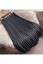 Women's Pleated Skirt Leather Look Hijab Long Anthracite Skirt