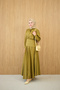Women's Hidden Button Belted Waist Shirt Collar Suit in Fat Green - 4