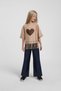Girl's T-Shirt with Tassel Detail 36209 Beige - 2