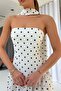 Polka Dot Patterned Strapless Women's Dress - 6