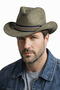 Khaki Men's Cowboy Hat Nubuck Look Wide Brim Western Hat - 5
