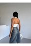 Women's White Halter Neck Open Back Sandy Fabric Blouse - 3