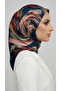 Flower-Patterned Rayon Scarf - Black / Salmon - 3