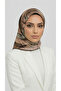 Flower-Patterned Rayon Scarf - Brown / Green - 6