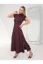 Buketli̇ Women's High Collar and Two-Side Snap Detail Tok Combed Cotton Short Sleeve Long Dress - 7