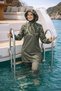 Alfasa Parachute Fabric Hat Combined with Half Zipper Women's Tight Swimsuit - 7