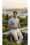 Men's Knitted Cotton Polo T-Shirt with Knitted Detail - 7
