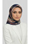 Flower-Patterned Rayon Scarf - Black / Salmon - 4