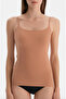 Women's Covered Tank Top 5024Kc - High Stretch Adjustable Strap Combed Cotton Tank Top - Black Ecru Brown Skin - 4