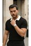 Men's Knitted Cotton Polo T-Shirt with Knitted Detail - 6