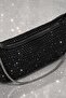 Women's Black Shiny Mesh Knitted Chain Hand and Shoulder Bag - 2