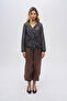 Women's V-Neck Transparent Blouse with Ruffle Detail on the Front - 3