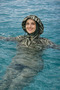 Alfasa Parachute Fabric Hat Combined with Half Zipper Women's Tight Swimsuit - 8