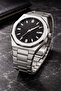 Premen Black Dial Calendar Geometric Case Silver Premium Men's Wristwatch - 2