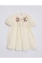 Girl's Floral Embroidered Short Sleeve Muslin Fabric Dress