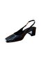 2655 Women's Stone Buckle Detailed 6 cm Thick Heeled Open Back Shoes - 2