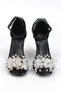Kallista Flexible Soft Non-Slip Sole (8 cm) Black Patent Leather Handmade Transparent Leaf Detailed Women's Heels - 5