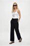 Women's New Relaxed Waist Elastic Straight Cut Pocketed Ayrobin Black Trousers - 2