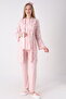 Short Sleeve Patterned Dressing Gown Maternity & Pregnancy 3-Piece Pajama Set - Lace Detailed