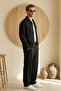 Men's Diagonel Fabric Lined Seasonal Thin Jacket & Baggy Pants Black Bottom Top Set Ls-0974 - 3