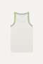 Women's Off-White Collar Detailed Crew Neck Tank Top - 5