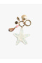 Metal Keychain with Starfish and Seashell