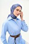 وشاح تينسل مونار بنمط زهري أزرق منتصف الليل 90×90