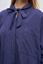 Women's Thin Striped Collar with Bow Detail Comfortable Cut Shirt - 2