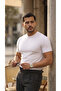 Men's White Basic Crew Neck Short Sleeve Knitwear T-Shirt - 100% Cotton Acrylic - 4
