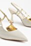 Large Size Women's Thin Heeled Evening Dress Shoes Gold Glitter Open Toe - 2