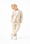 طقم ملابس للأولاد من 2-5 سنوات، سترة وبنطلون وتي شيرت، طقم من 3 قطع، قماش كتان رقيق، صيفي - 5