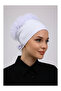 Ruffled Seamless Combed Cotton Bonnet White - Women's Hijab Tie Bun Inner Bonnet - 5