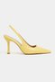 Elara Yellow Matte Slingback V Vamp Line Pointed Toe Women's Heeled Shoes - 5