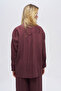 Women's Thin Striped Collar with Bow Detail Comfortable Cut Shirt - 5