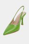 Elara Green Matte Slingback V Vamp Line Pointed Toe Women's Heeled Shoes - 6