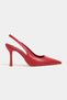 Elara Red Matte Slingback V Vamp Line Pointed Toe Women's Heeled Shoes - 5