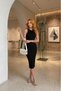 Women's Black Dress with Slit Detail - 7