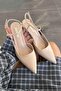 Luna Open Back Buckle Leather Heeled Shoes Beige - 4