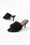 Glint Genuine Leather Brown Suede Women's Thin Heeled Summer Slippers