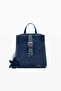 Small Denim Backpack with Printed