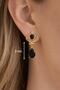 Black Drop Stone Crown Model Dangle Earrings - 6