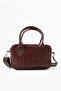 Women's Burgundy Knitted Patterned Scarf Detailed Hand and Shoulder Women's Bag - 5