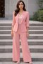 Loose Trousers with Bronchial Detail, Three-Quarter Sleeves, Crepe Double Suit - 2
