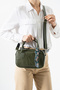 Women's Khaki Green Knitted Patterned Scarf Detailed Hand and Shoulder Women's Bag - 2