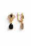 Black Drop Stone Crown Model Dangle Earrings - 4
